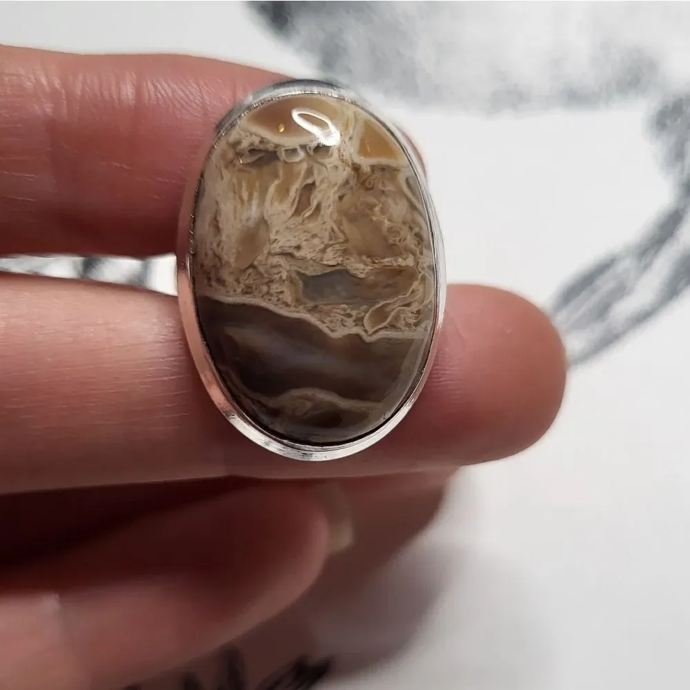 Plume Root Jasper Ring - Size 8
